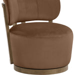 Elara Velvet Upholstered Swivel Accent Chair in Brown