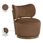 Elara Velvet Upholstered Swivel Accent Chair in Brown