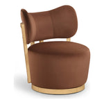 Elara Velvet Upholstered Swivel Accent Chair in Cognac