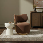 Elara Velvet Upholstered Swivel Accent Chair in Cognac