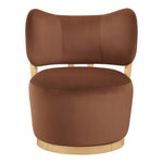 Elara Velvet Upholstered Swivel Accent Chair in Cognac