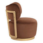 Elara Velvet Upholstered Swivel Accent Chair in Cognac