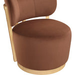 Elara Velvet Upholstered Swivel Accent Chair in Cognac