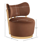 Elara Velvet Upholstered Swivel Accent Chair in Cognac