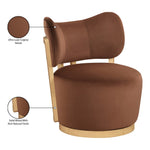 Elara Velvet Upholstered Swivel Accent Chair in Cognac
