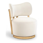 Elara Velvet Upholstered Swivel Accent Chair in Cream