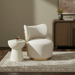 Elara Velvet Upholstered Swivel Accent Chair in Cream