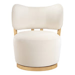 Elara Velvet Upholstered Swivel Accent Chair in Cream