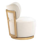 Elara Velvet Upholstered Swivel Accent Chair in Cream