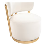 Elara Velvet Upholstered Swivel Accent Chair in Cream