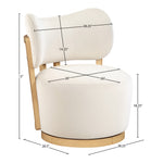 Elara Velvet Upholstered Swivel Accent Chair in Cream