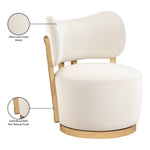 Elara Velvet Upholstered Swivel Accent Chair in Cream
