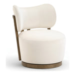 Elara Velvet Upholstered Swivel Accent Chair in Cream
