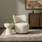 Elara Velvet Upholstered Swivel Accent Chair in Cream