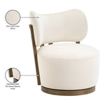 Elara Velvet Upholstered Swivel Accent Chair in Cream