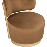 Elara Velvet Upholstered Swivel Accent Chair in Saddle