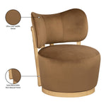 Elara Velvet Upholstered Swivel Accent Chair in Saddle