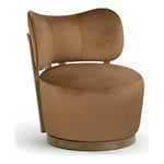 Elara Velvet Upholstered Swivel Accent Chair in Saddle