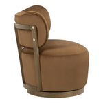 Elara Velvet Upholstered Swivel Accent Chair in Saddle