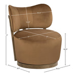 Elara Velvet Upholstered Swivel Accent Chair in Saddle