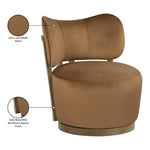 Elara Velvet Upholstered Swivel Accent Chair in Saddle