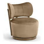 Elara Velvet Upholstered Swivel Accent Chair in Beige