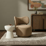 Elara Velvet Upholstered Swivel Accent Chair in Beige