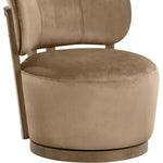 Elara Velvet Upholstered Swivel Accent Chair in Beige