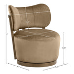 Elara Velvet Upholstered Swivel Accent Chair in Beige