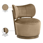 Elara Velvet Upholstered Swivel Accent Chair in Beige
