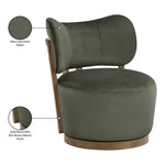 Elara Velvet Upholstered Swivel Accent Chair in Green