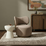 Elara Velvet Upholstered Swivel Accent Chair in Taupe