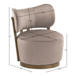 Elara Velvet Upholstered Swivel Accent Chair in Taupe