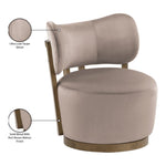 Elara Velvet Upholstered Swivel Accent Chair in Taupe