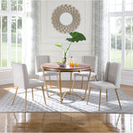 Eleanor Linen Textured Fabric Upholstered Dining Chair in Cream