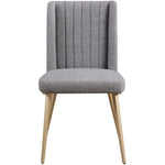 Eleanor Linen Textured Fabric Upholstered Dining Chair in Grey