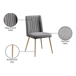 Eleanor Linen Textured Fabric Upholstered Dining Chair in Grey