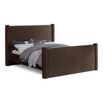 Elias Velvet Upholstered King Bed in Brown