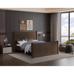 Elias Velvet Upholstered King Bed in Brown