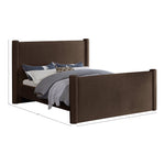 Elias Velvet Upholstered King Bed in Brown