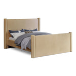 Elias Velvet Upholstered King Bed in Camel