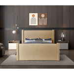 Elias Velvet Upholstered King Bed in Camel