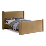 Elias Velvet Upholstered King Bed in Saddle