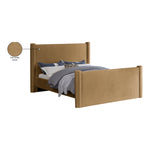 Elias Velvet Upholstered King Bed in Saddle