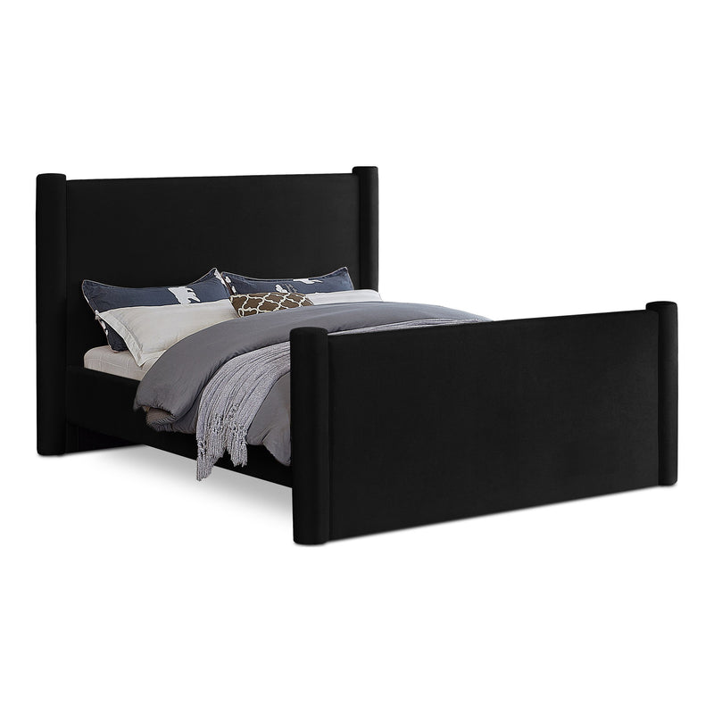 Elias Velvet Upholstered Queen Bed in Black