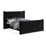 Elias Velvet Upholstered Queen Bed in Black