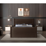 Elias Velvet Upholstered Queen Bed in Brown