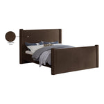 Elias Velvet Upholstered Queen Bed in Brown