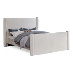 Elias Velvet Upholstered Queen Bed in Cream