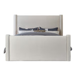 Elias Velvet Upholstered Queen Bed in Cream